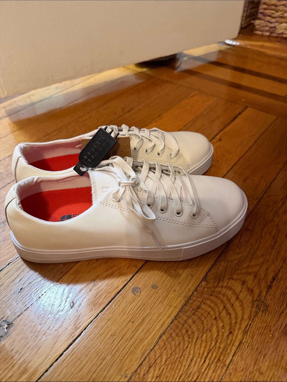 Shoes For Crews White Low-Top Sneakers with Red Insole